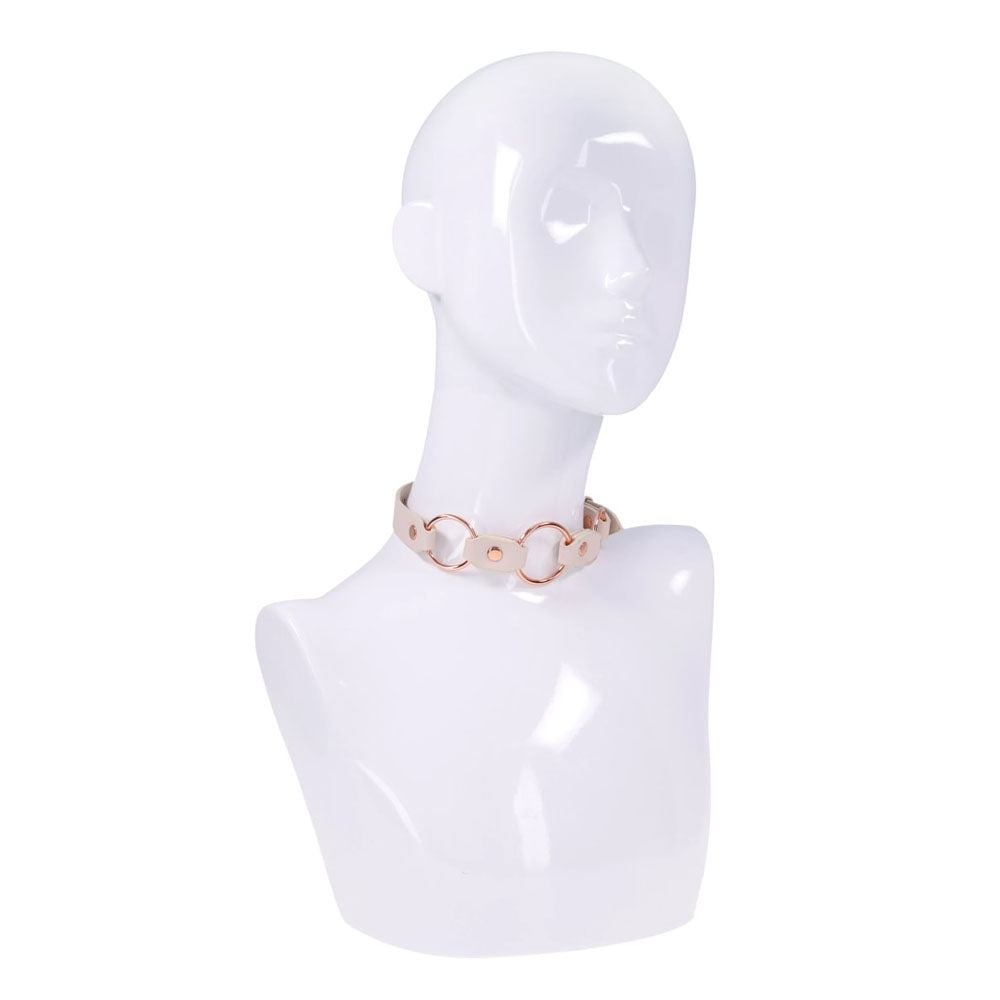 Sex & Mischief Peaches N Crea Me Ring Day Collar Peach Bondage Collar