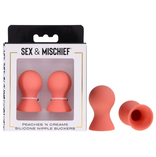Sex & Mischief Peaches N Crea Me Silicone Nipple Suckers Peach Nipple Suckers Set Of 2