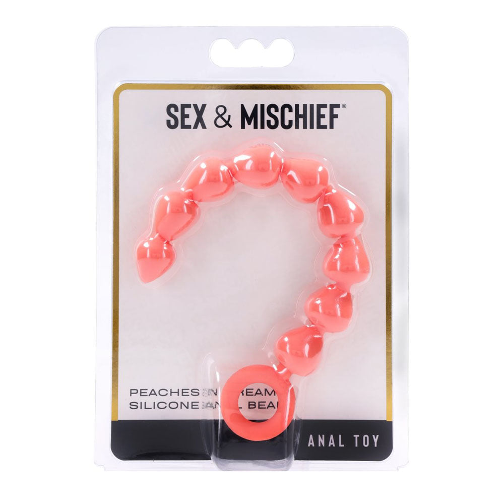 Sex & Mischief Peaches N Crea Me Silicone Anal Beads Peach 23 Cm Silicone Anal Beads