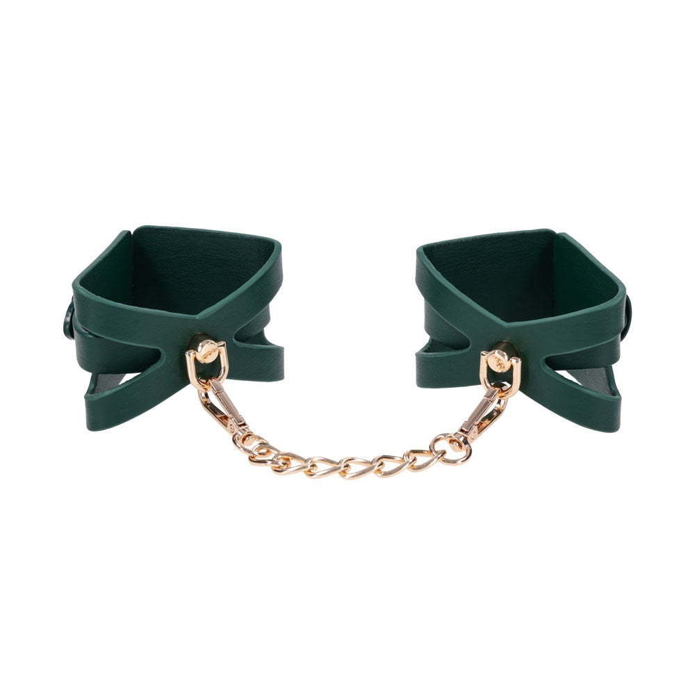 Sex & Mischief Indica Cutout Cuffs Green/Gold Restraints