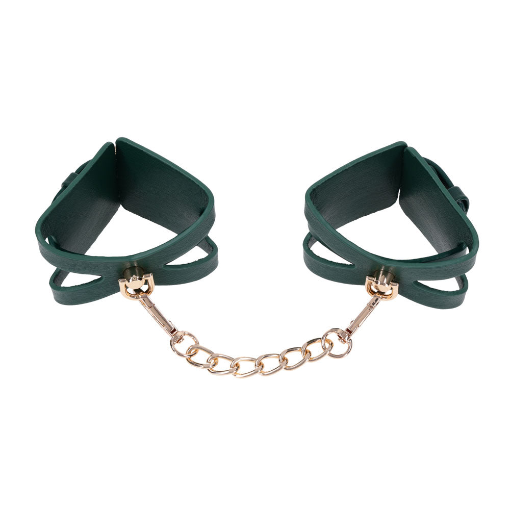 Sex & Mischief Indica Cutout Cuffs Green/Gold Restraints