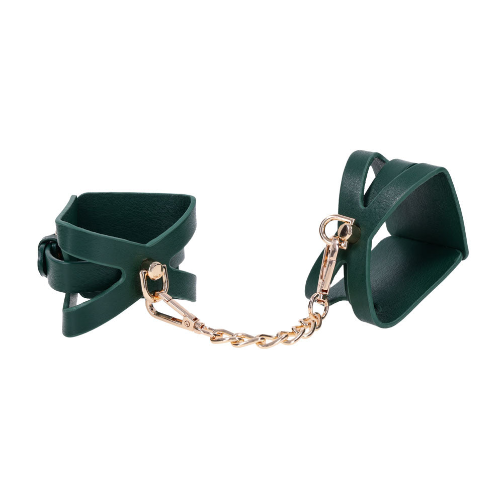 Sex & Mischief Indica Cutout Cuffs Green/Gold Restraints