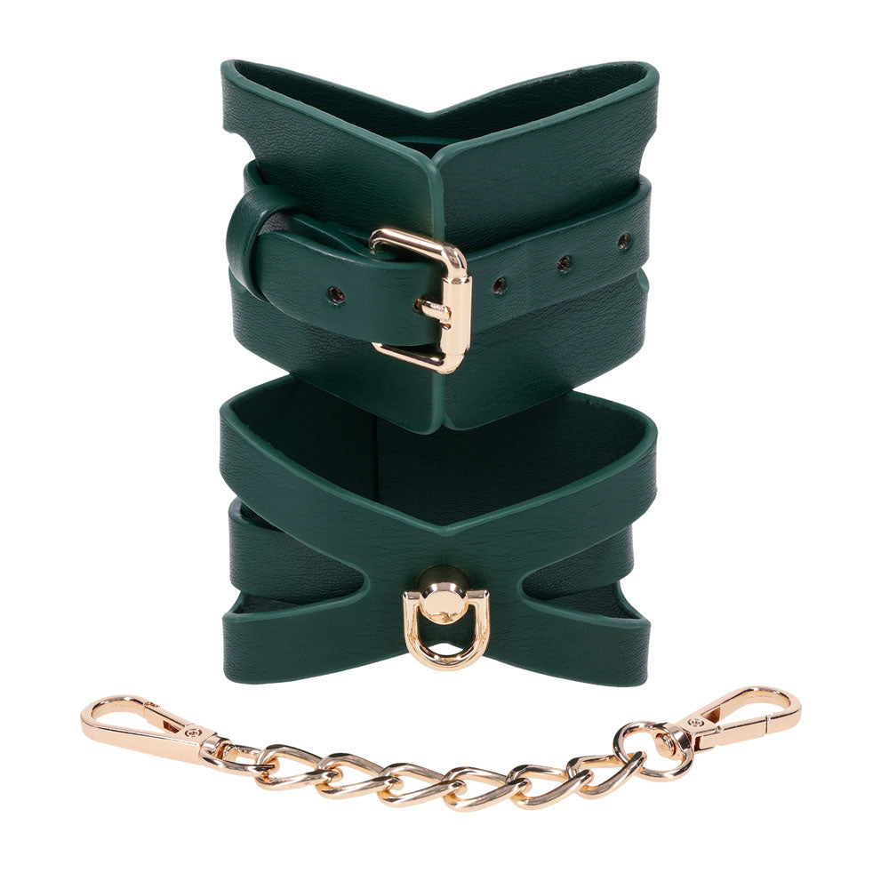 Sex & Mischief Indica Cutout Cuffs Green/Gold Restraints
