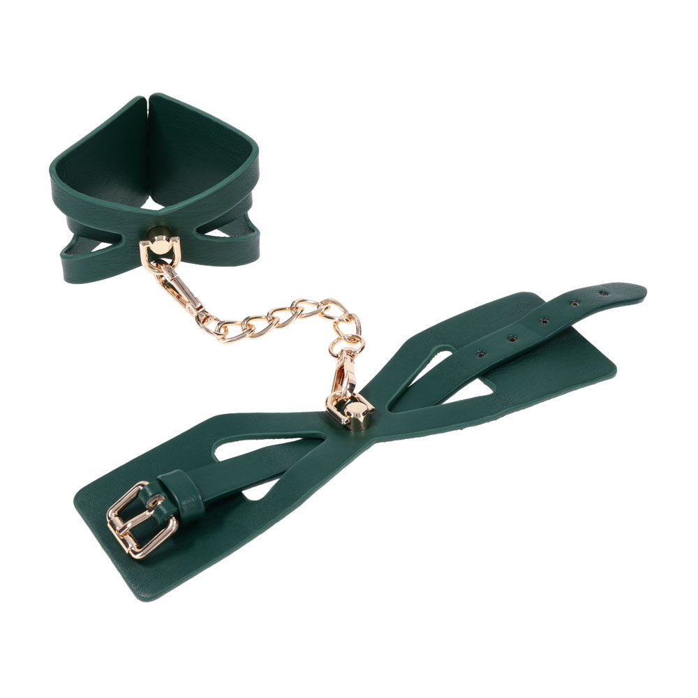 Sex & Mischief Indica Cutout Cuffs Green/Gold Restraints
