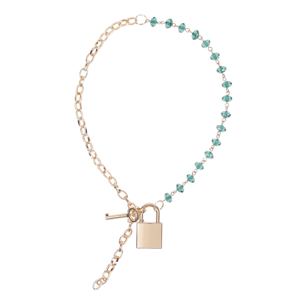 Sex & Mischief Indica Crystal Day Collar Gold/Emerald Lockable Collar