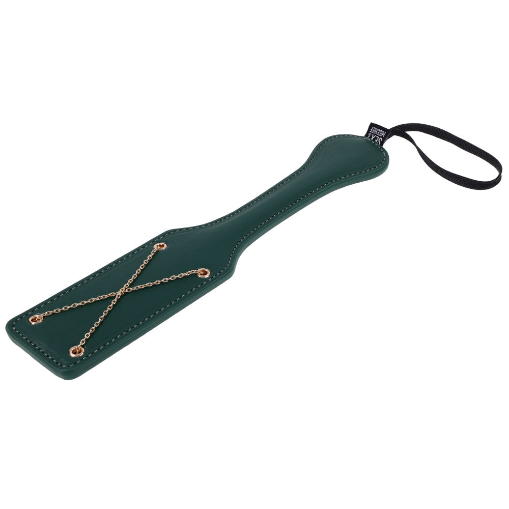 Sex & Mischief Indica Chain Impressions Paddle Green/Gold Spanking Paddle