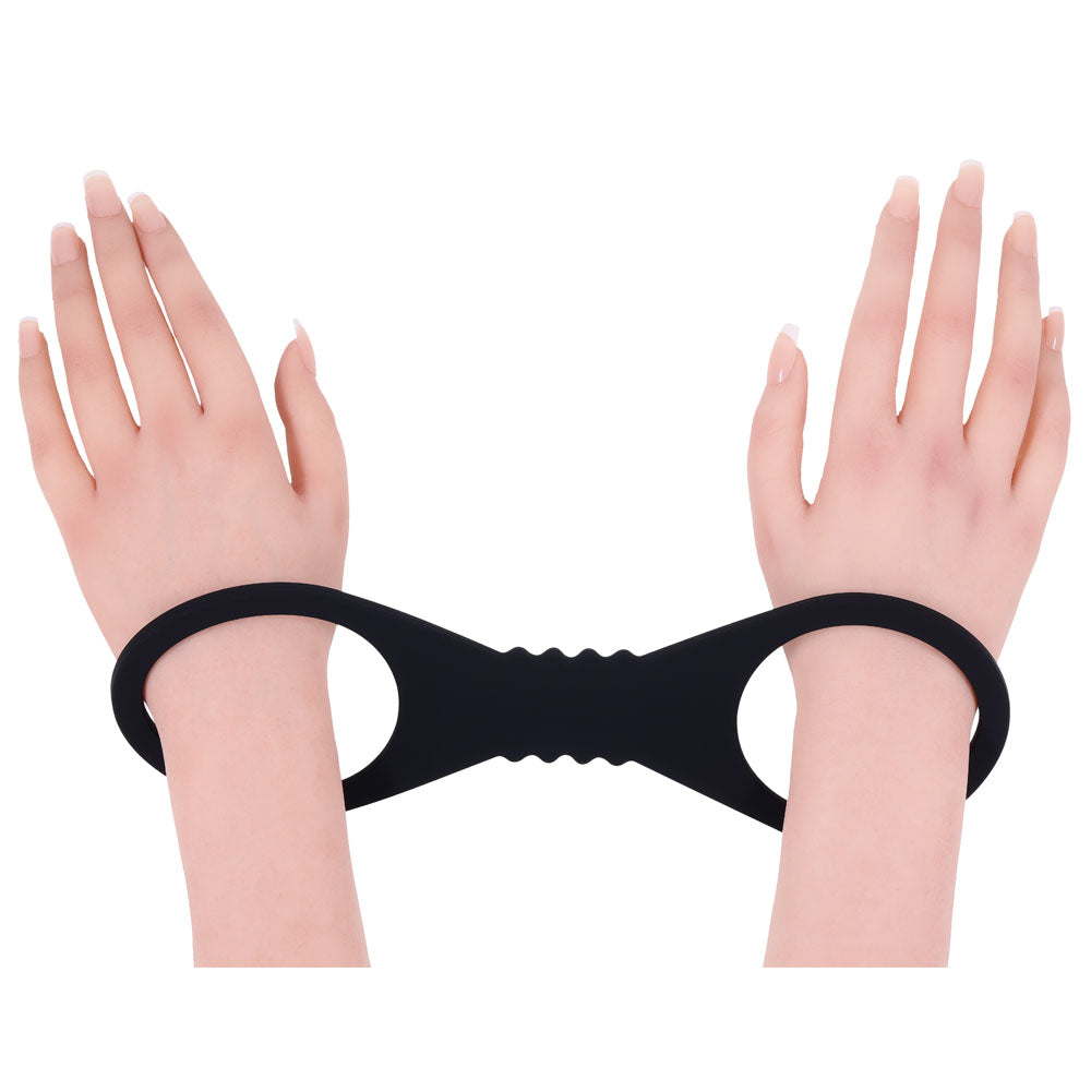 Sex & Mischief Shadow Large Silicone Cuffs Black Large Restraints