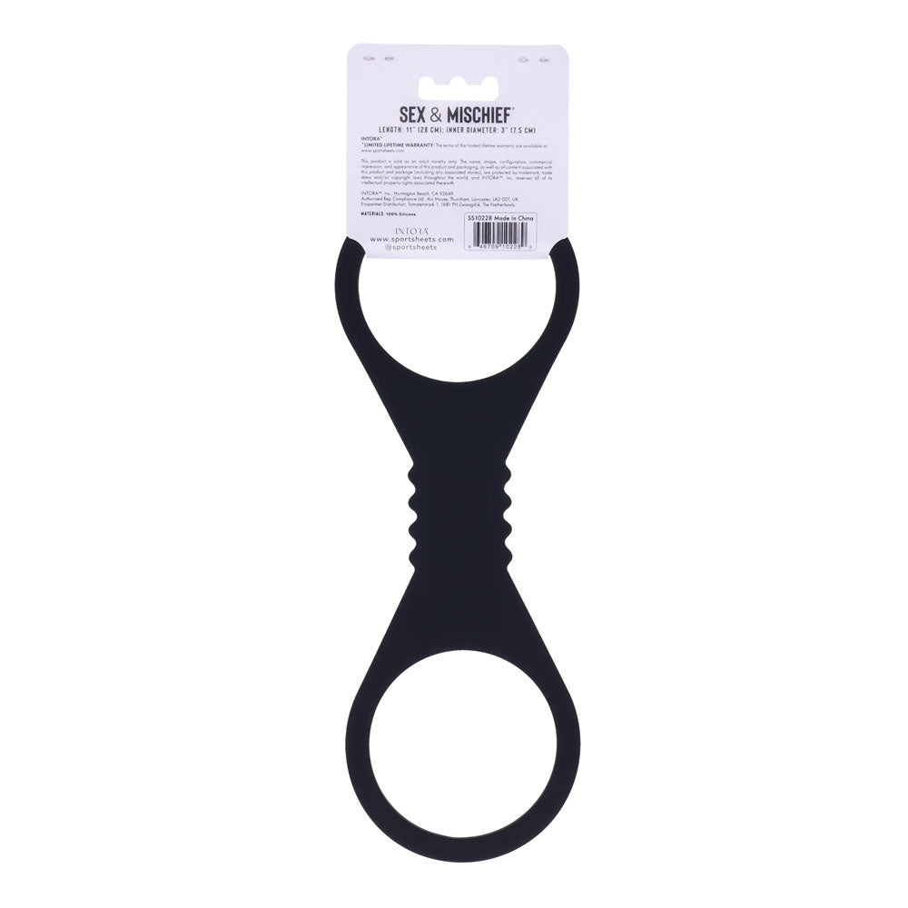 Sex & Mischief Shadow Large Silicone Cuffs Black Large Restraints