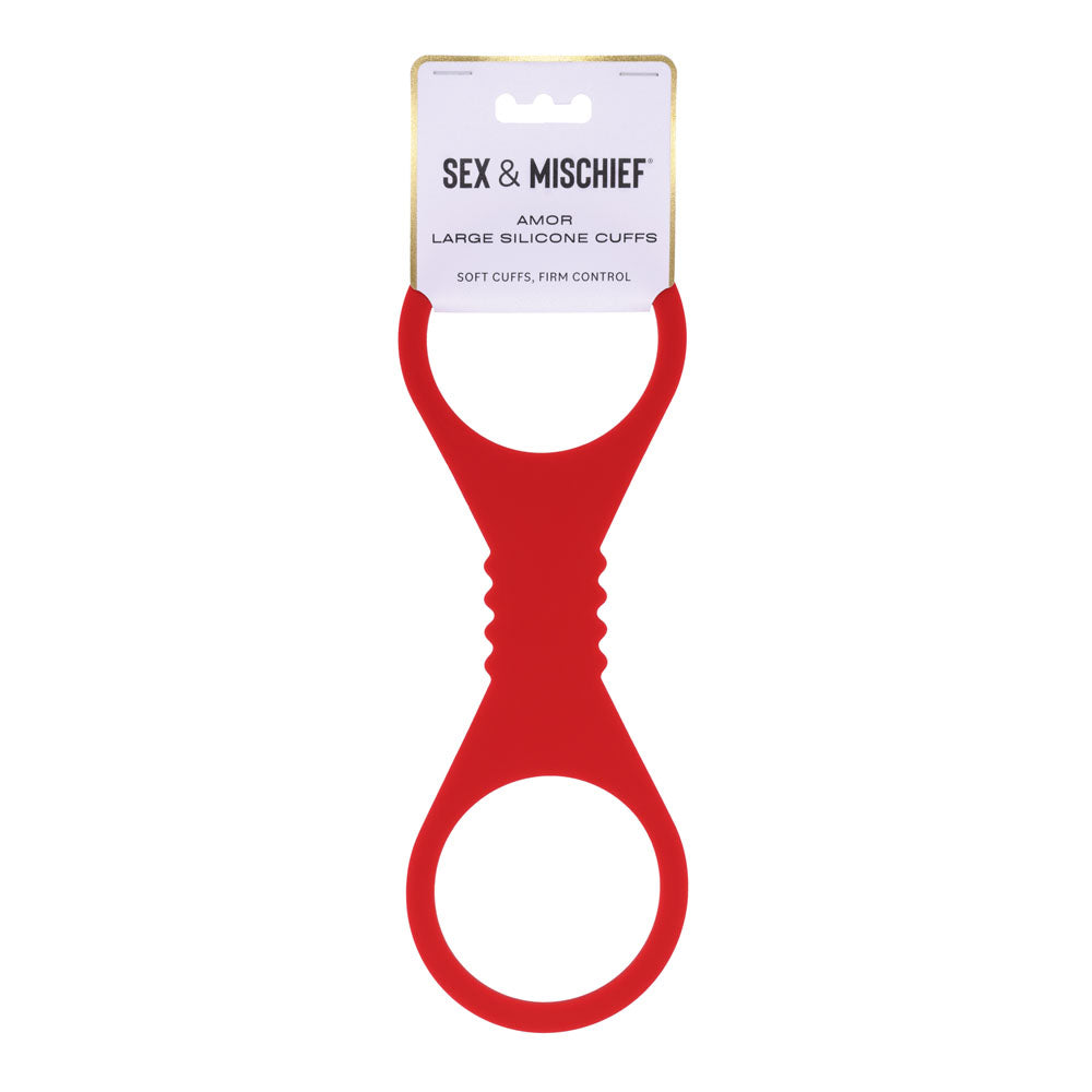 Sex & Mischief Amor Large Silicone Cuffs Red Large Restraints