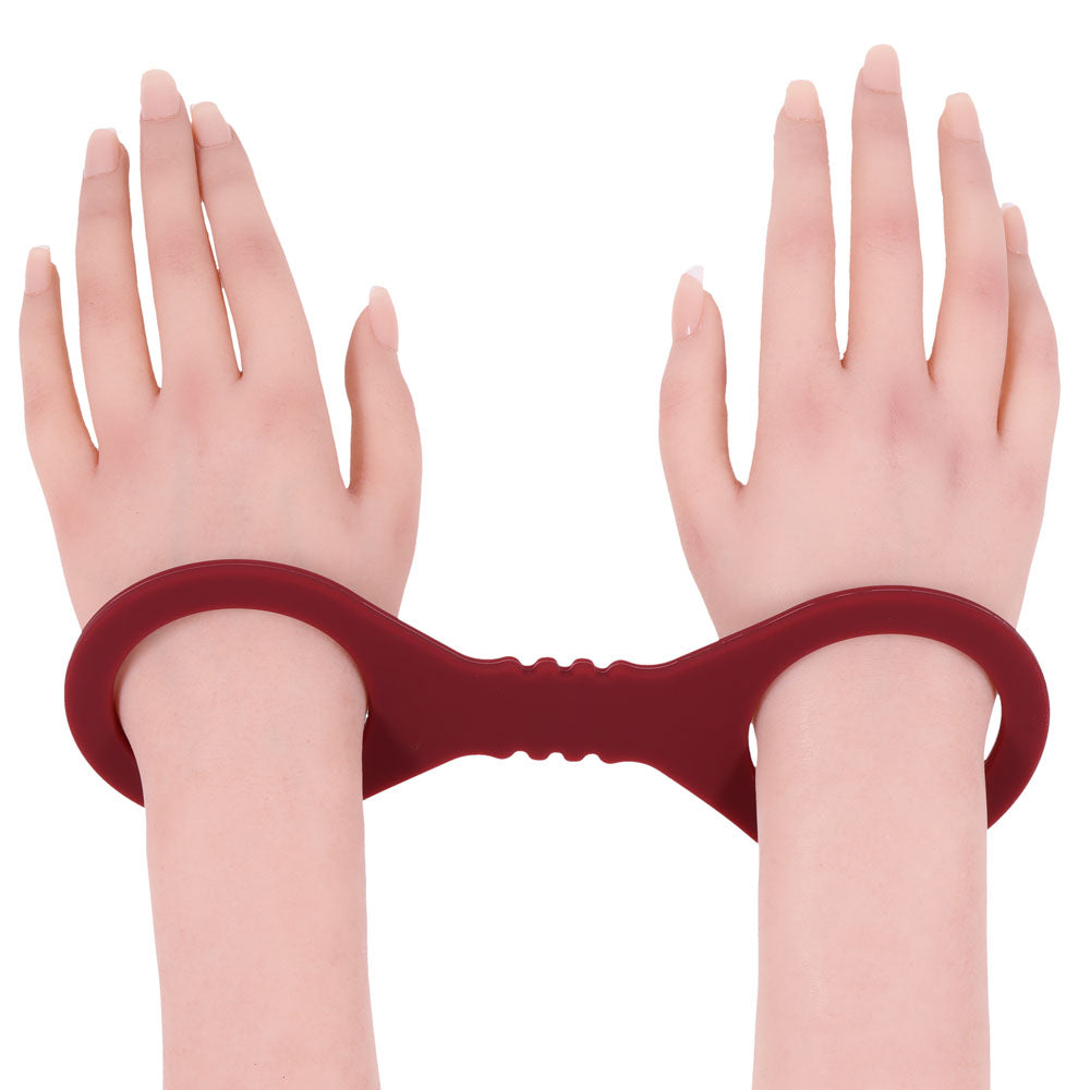 Sex & Mischief Enchanted Small Silicone Cuffs Burgundy Small Restraints