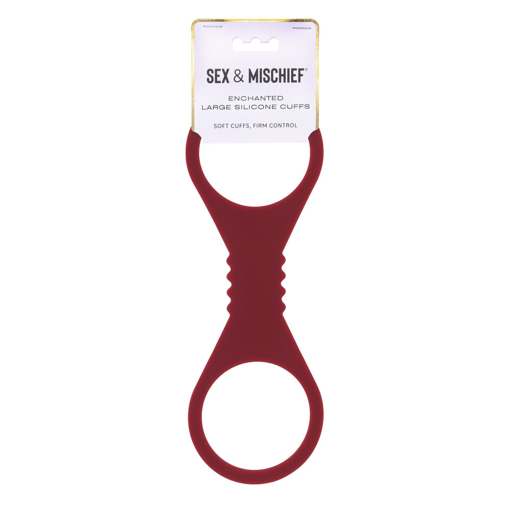 Sex & Mischief Enchanted Large Silicone Cuffs Burgundy Large Restraints