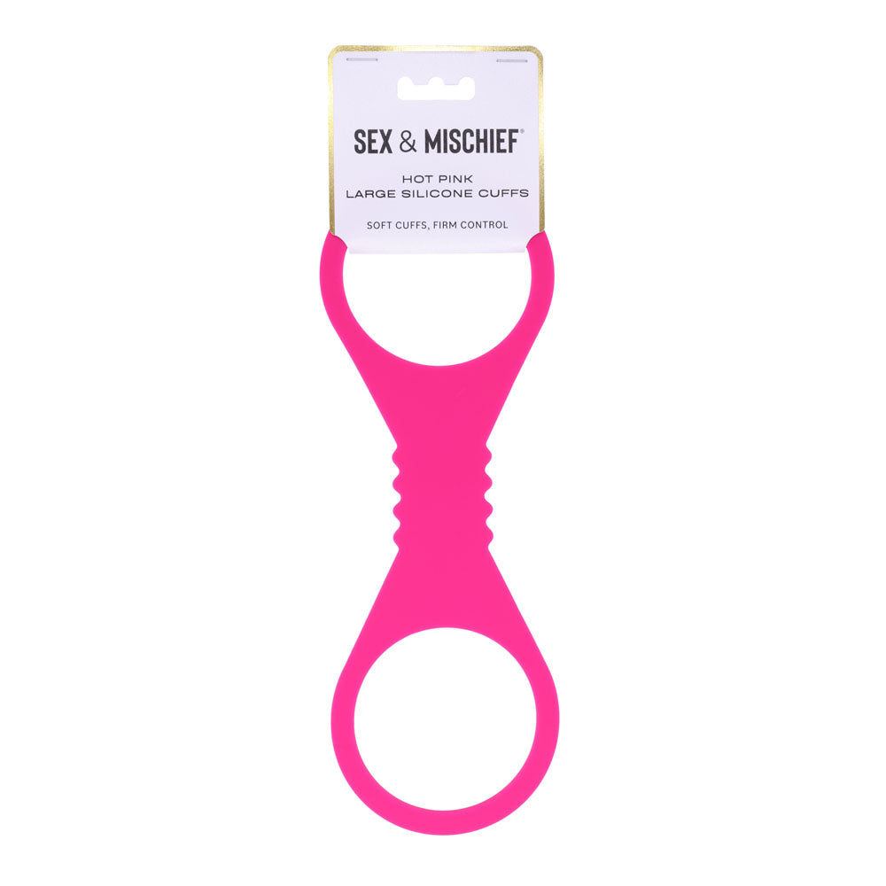 Sex & Mischief Large Hot Pink Silicone Cuffs Hot Pink Large Restraints