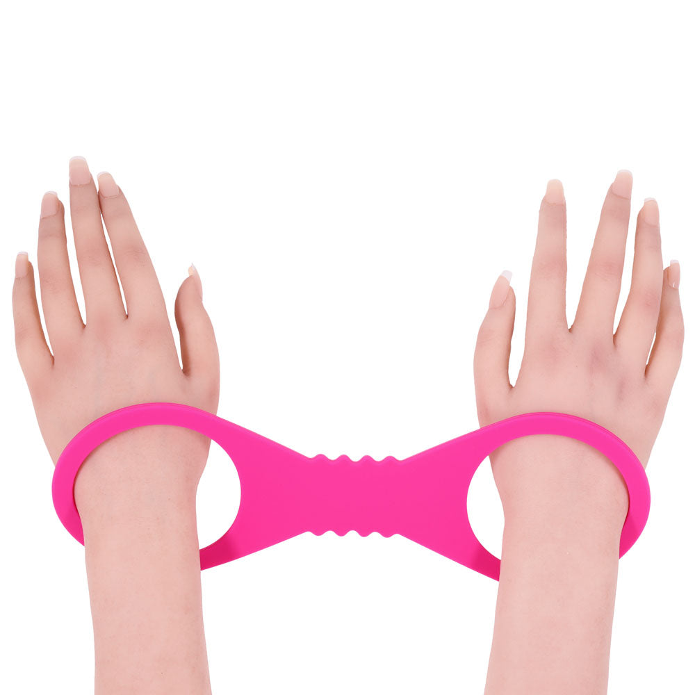 Sex & Mischief Large Hot Pink Silicone Cuffs Hot Pink Large Restraints