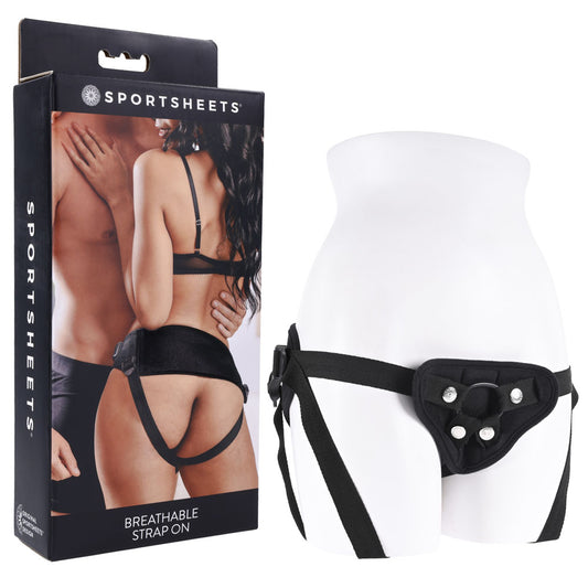 Sportsheets Breathable Strap On Black Adjustable Strap On Harness (No Probe Included)