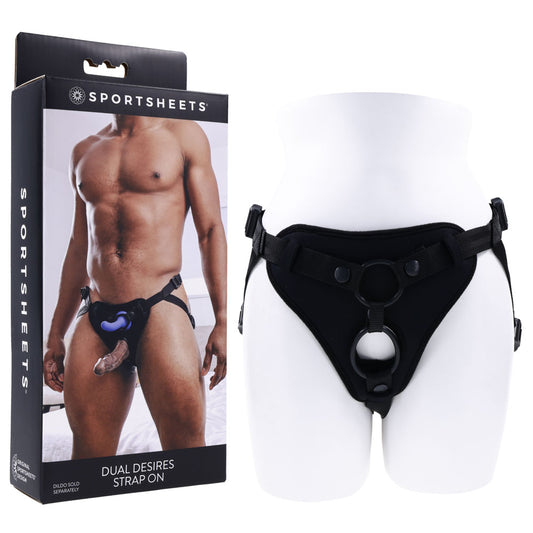 Sportsheets Dual Desires Strap On Black Adjustable Strap On Harness (No Probe Included)