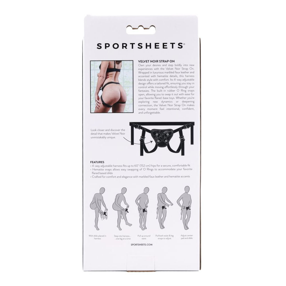 Sportsheets Velvet Noir Strap On Black Adjustable Strap On Harness (No Probe Included)