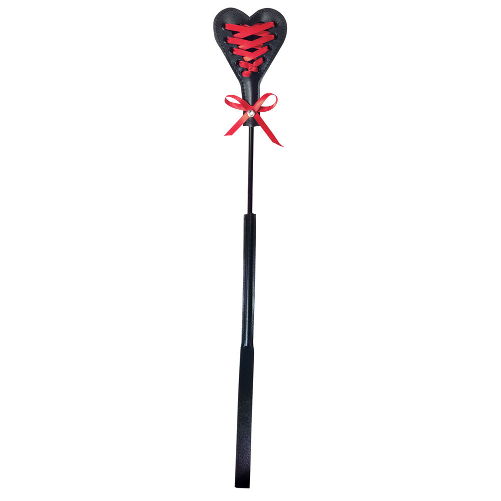 Sex & Mischief Heart Beat Crop Black/Red 37.5 Cm Crop Whip