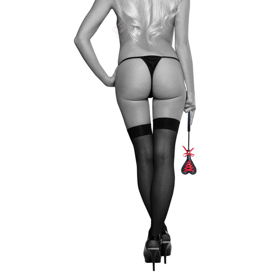 Sex & Mischief Heart Beat Crop Black/Red 37.5 Cm Crop Whip