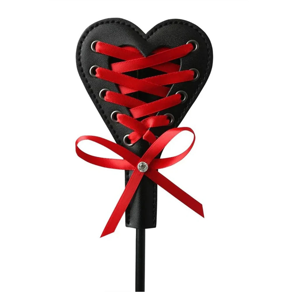 Sex & Mischief Heart Beat Crop Black/Red 37.5 Cm Crop Whip