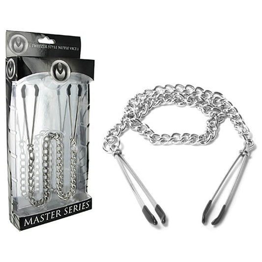 Master Series Reign Tweezer Nipple Vice Metal Nipple Clamps With Chain