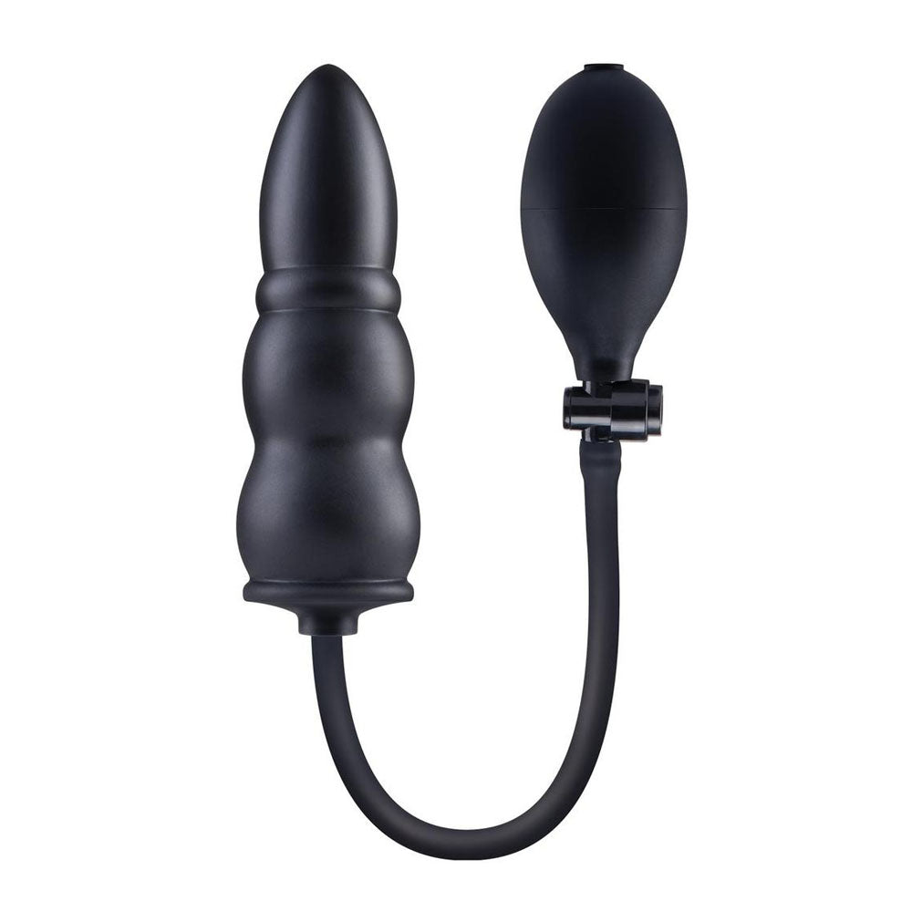 Size Up 5.5 Inch Ripple Inflatable Butt Plug Black 15.2 Cm Inflatable Butt Plug