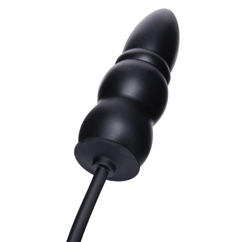 Size Up 5.5 Inch Ripple Inflatable Butt Plug Black 15.2 Cm Inflatable Butt Plug