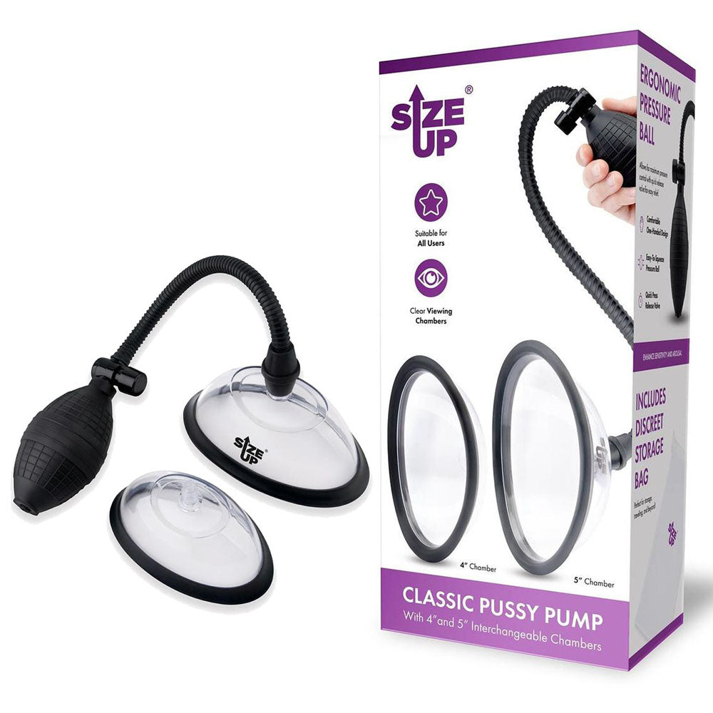 Size Up Classic Pussy Pump With 2 Chambers Vagina Pump With 2 Interchangeable Chambers