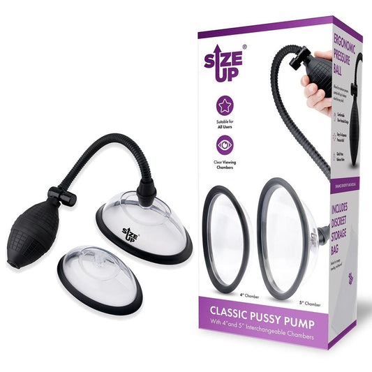 Size Up Classic Pussy Pump With 2 Chambers Vagina Pump With 2 Interchangeable Chambers