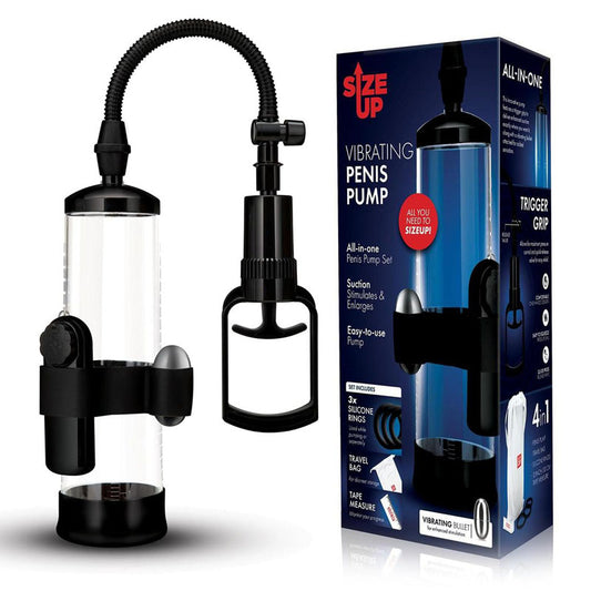 Size Up Vibrating Trigger Penis Pump Clear Vibrating Penis Pump