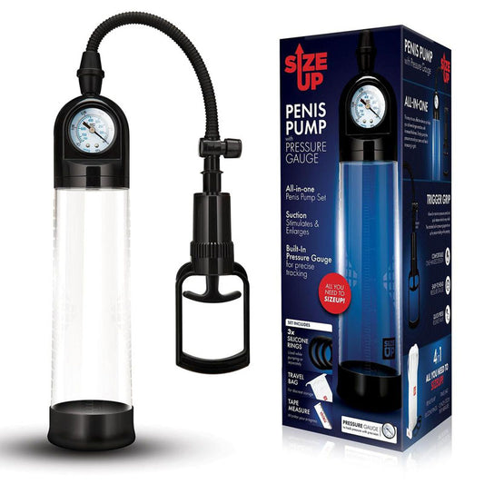 Size Up Penis Pump With Pressure Gauge Clear Penis Pump