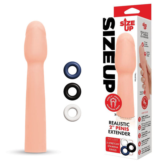 Size Up Realistic 2 Inch Penis Extender Flesh 5 Cm (2'') Penis Extension Sleeve