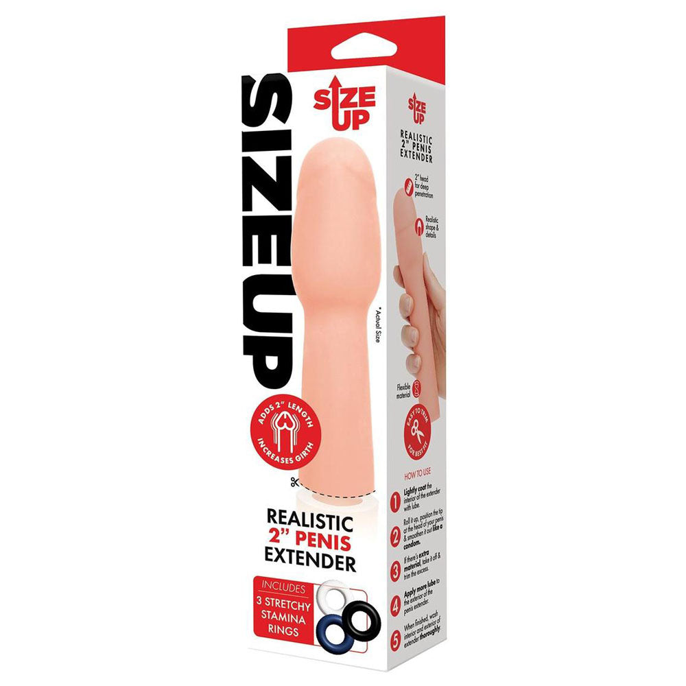 Size Up Realistic 2 Inch Penis Extender Flesh 5 Cm (2'') Penis Extension Sleeve