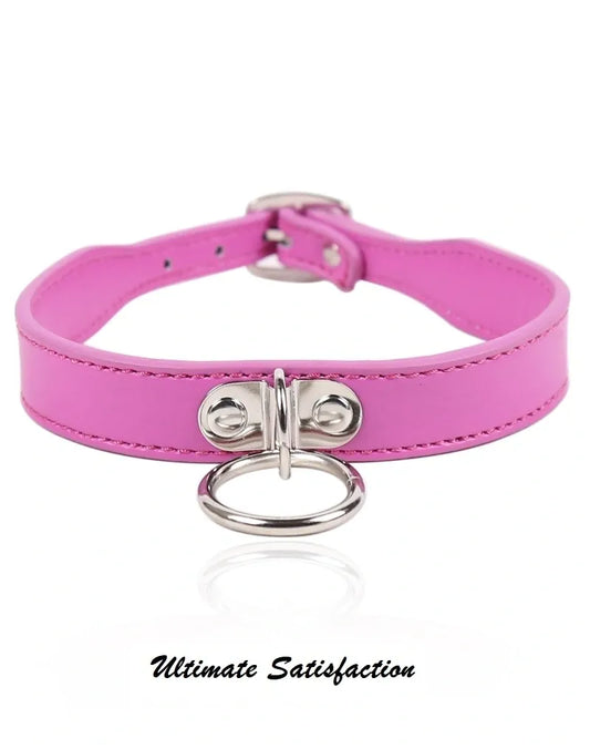 Pink PU Collar with Ring