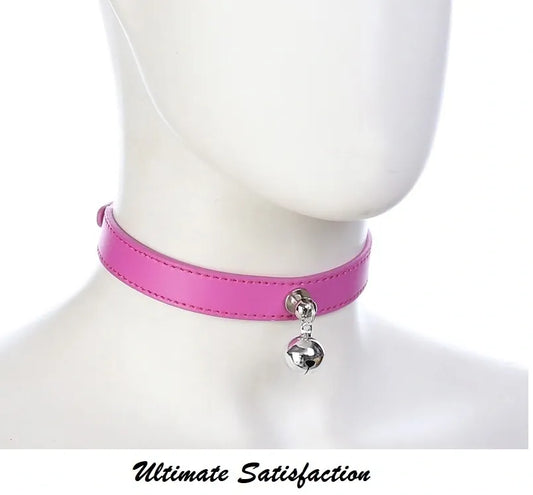 Pink PU Collar with Bell