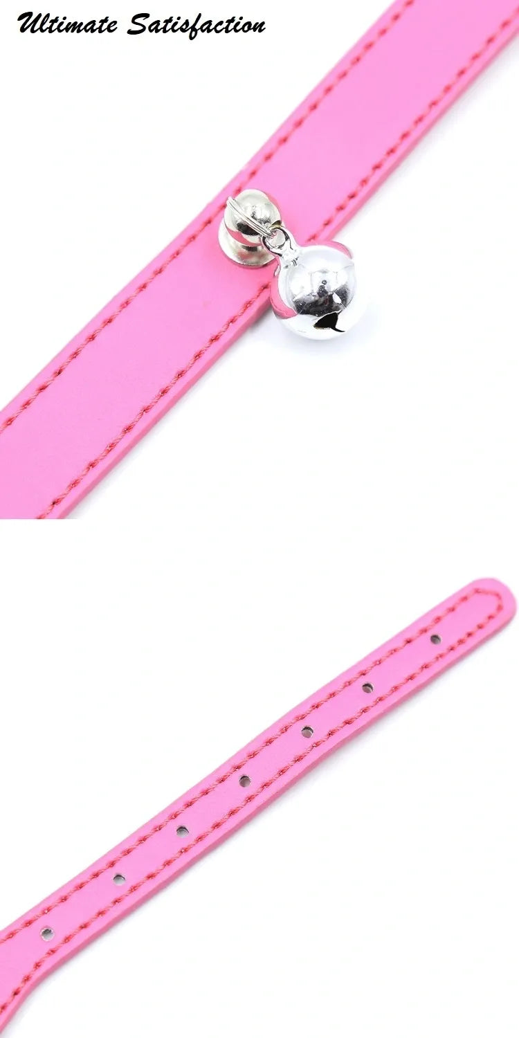 Pink PU Collar with Bell