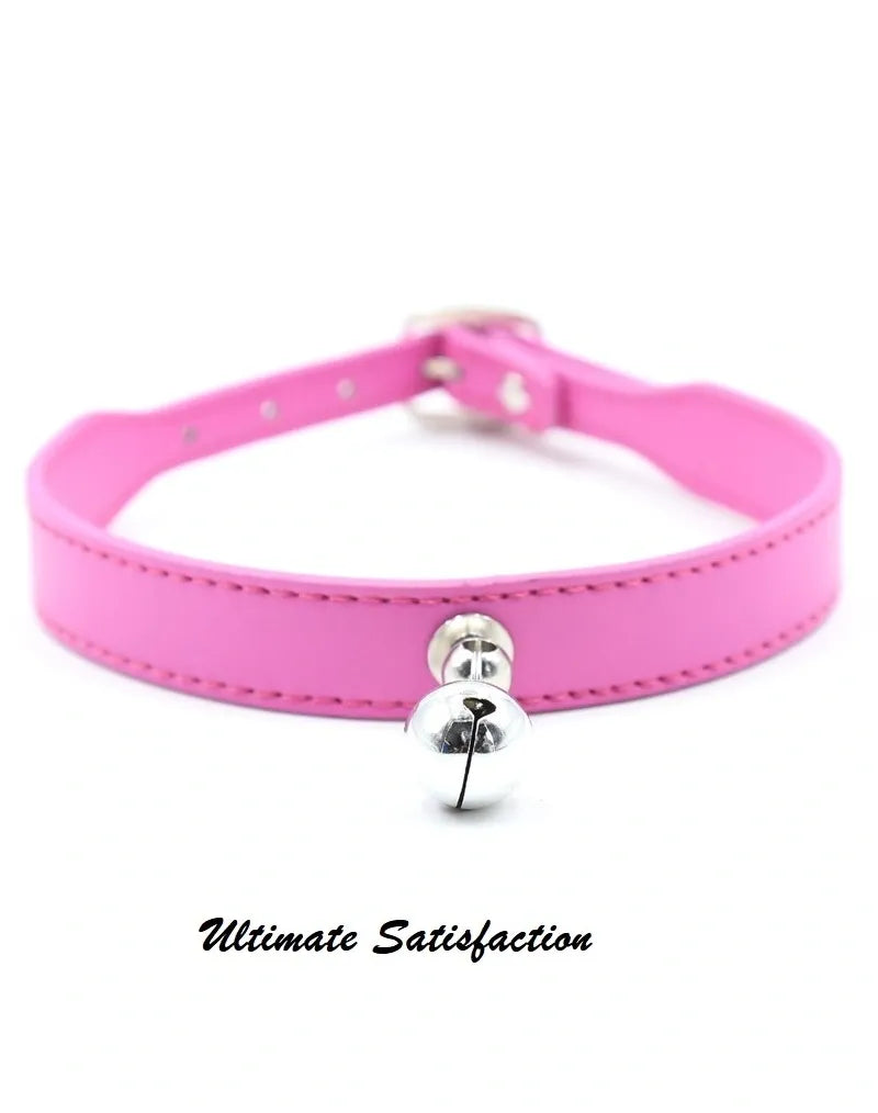 Pink PU Collar with Bell