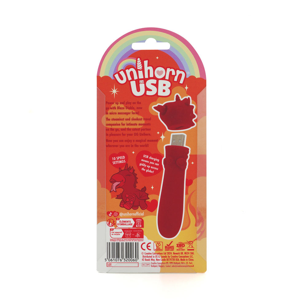 Unihorn Usb Bullet Blaze Diablo Red Usb Rechargeable Vibrating Bullet