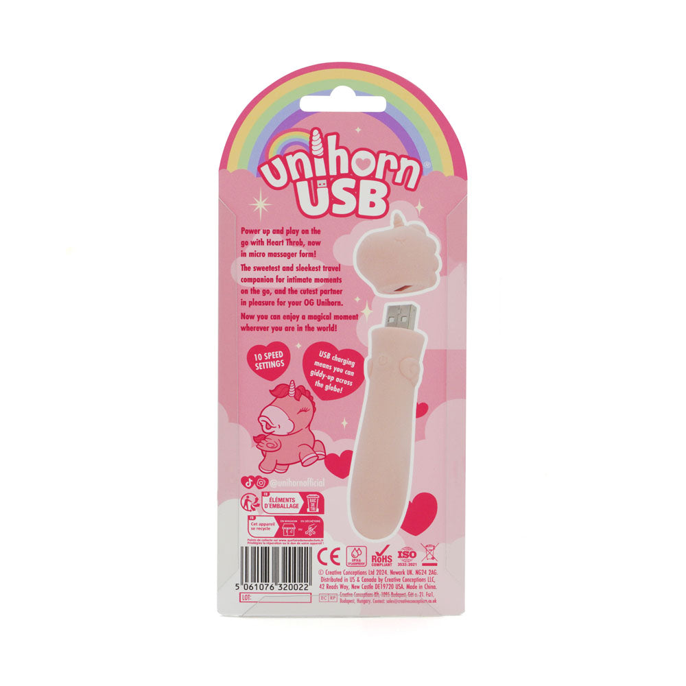 Unihorn Usb Bullet Heart Throb Coral Usb Rechargeable Vibrating Bullet