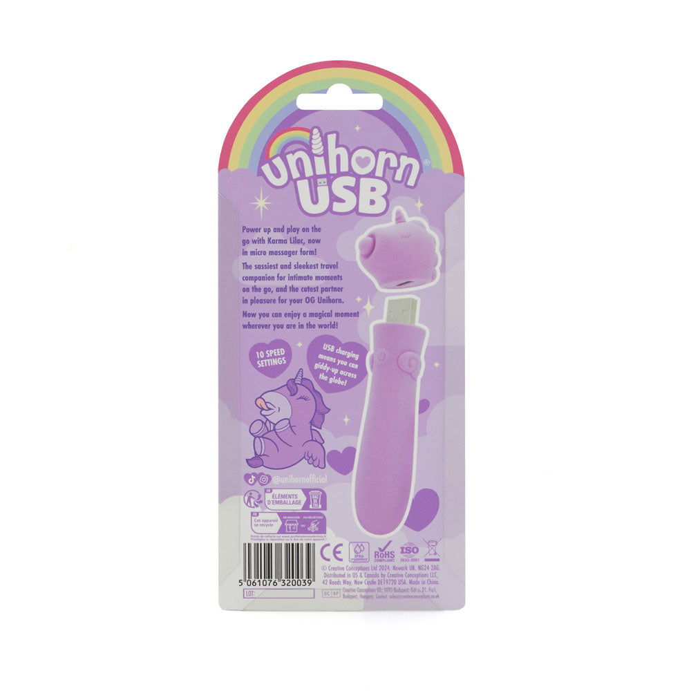 Unihorn Usb Bullet Karma Lilac Lilac Usb Rechargeable Vibrating Bullet