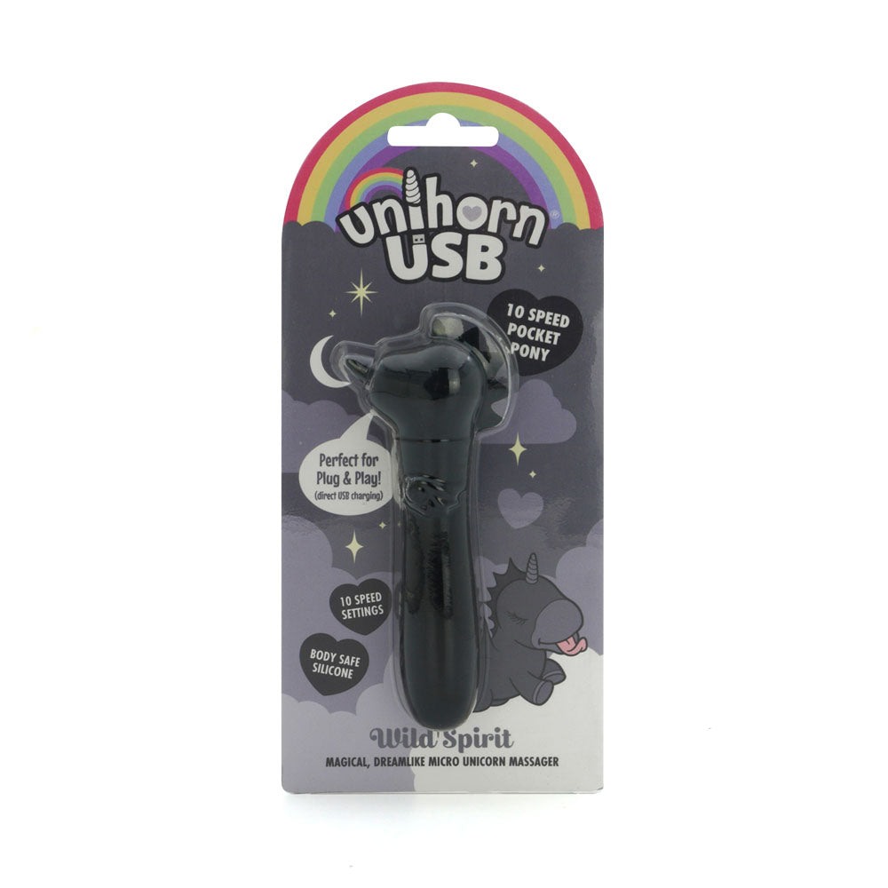Unihorn Usb Bullet Wild Spirit Black Usb Rechargeable Vibrating Bullet