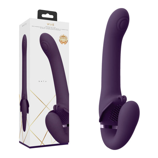 Vive Satu Purple 23 Cm Usb Rechargeable Strapless Strap On