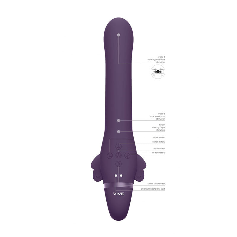 Vive Satu Purple 23 Cm Usb Rechargeable Strapless Strap On