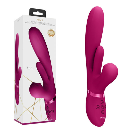 Vive Ena Pink Pink 25 Cm Usb Rechargeable Thrusting Vibrator With Air Wave Stimulator