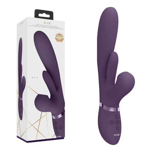 Vive Ena Purple Purple 25 Cm Usb Rechargeable Thrusting Vibrator With Air Wave Stimulator