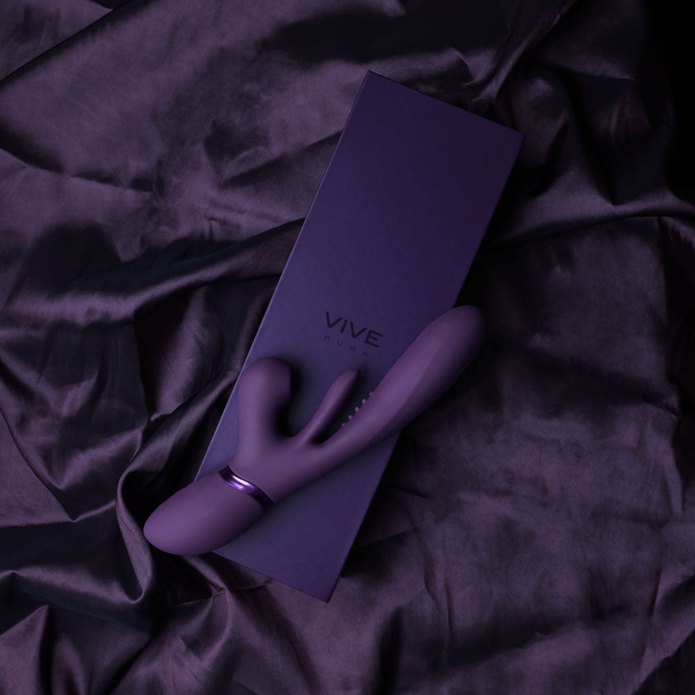 Vive Ena Purple Purple 25 Cm Usb Rechargeable Thrusting Vibrator With Air Wave Stimulator