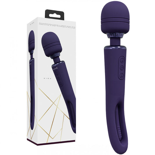 Vive Kiku Purple Purple 25.2 Cm Usb Rechargeable Dual End Massage Wand With Flapping Tip