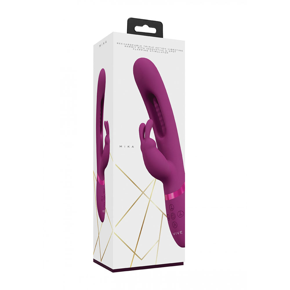 Vive Mika Pink Pink 23.2 Cm Usb Rechargeable Rabbit Vibrator With Flapping Shaft