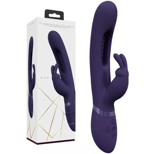 Vive Mika Purple Purple 23.2 Cm Usb Rechargeable Rabbit Vibrator With Flapping Shaft