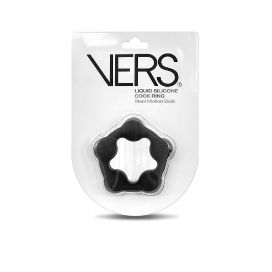Vers Liquid Silicone Steel Motion C Ring Black Cock Ring With Steel Motion Balls