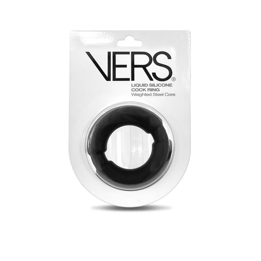 Vers Liquid Silicone Weighted Steel Core C Ring Black Cock Ring With Steel Core